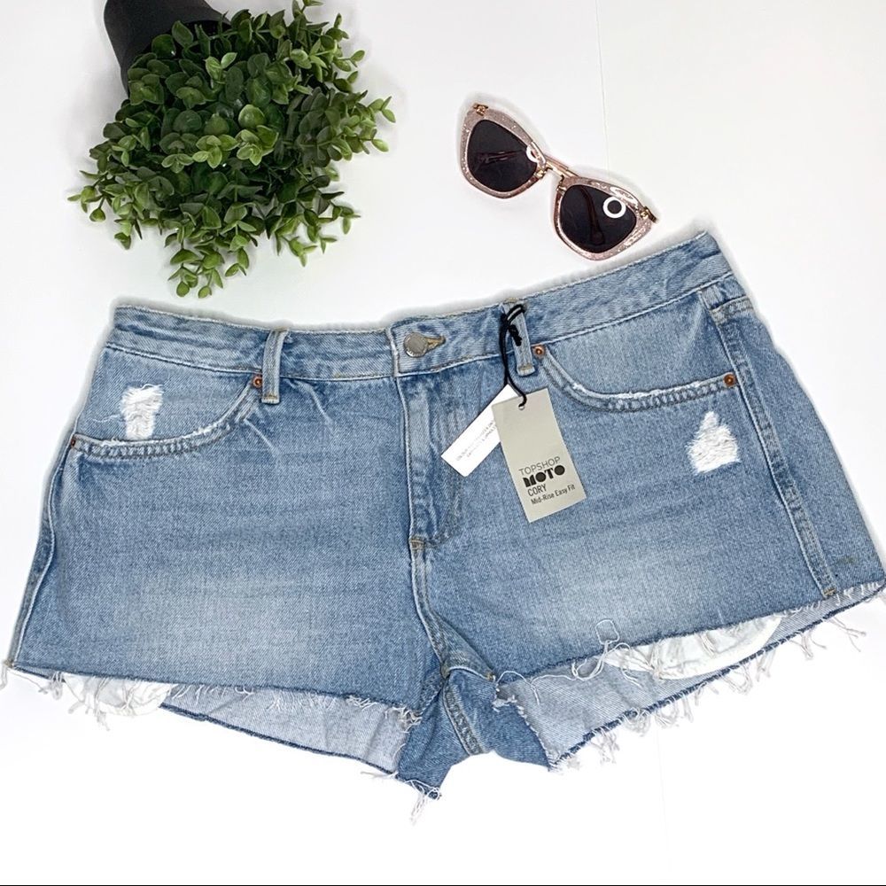 Topshop Moto Distressed Frayed Cory Jean Shorts